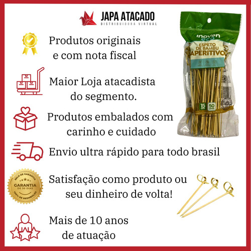 Palito De Bambu Gourmet Com Nó Petiscos Inoven 15 Cm 50 Un