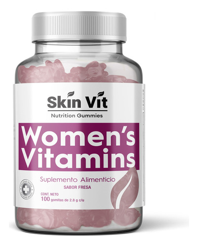 Gomitas Multivitaminico Mujer Vitaminas Colágeno Biotina 100 Sabor Fresa Womens Vitamins Skin Vit Nutrition Company