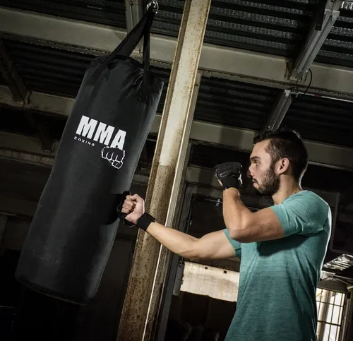 Combo Saco De Boxeo 100 Cm Relleno + Soporte + Guantes Mma