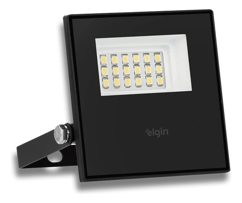 Refletor 30w Elgin Led 127/220V 6500k Ip65 Acompanha Tomada Carcaça Preto Luz Branco-frio 127/220v