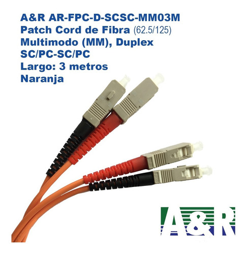 A&r Patch Cord De Fibra Mm Duplex Sc/pc-sc/pc 3m