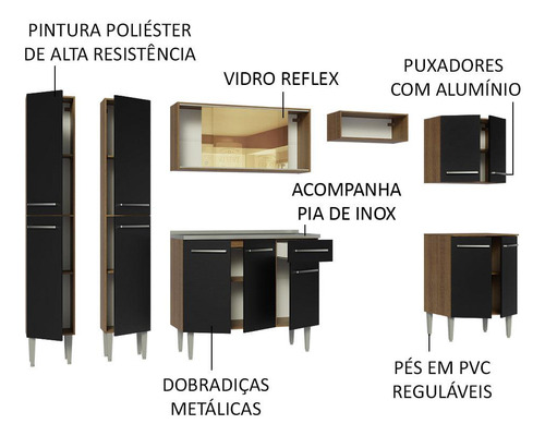 Cocina Integral Completa 293cm Con Tarja Emilly Madesa Mm 07