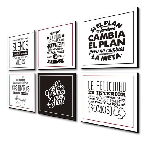 Set 6 Pz Frases 30 Cm X 30 Cm C/u