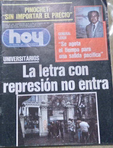 Revista Hoy Número 426, 16  Al 22 Sept 1985