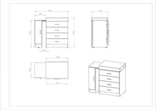 Imagen 8 de 10 de Escritorio Extensible Multiuso Con Cajonera Y Estantes Hel+