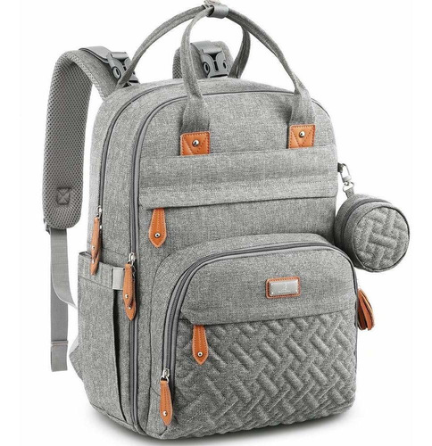 Mochila Multifuncion De Bebe Con Correas P/ Cochecito- Gris