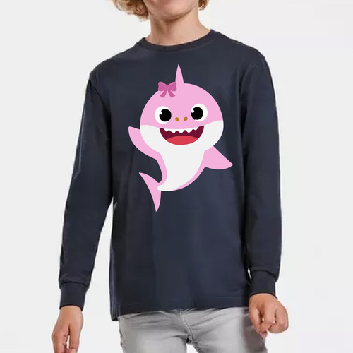 Polera Manga Larga Algodón Niñas Baby Shark 