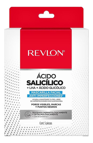Mascarilla Facial Revlon Ácido Salicilico+ácido Glicolico 5u