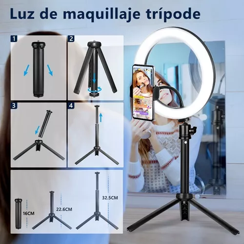 Aro De Luz Con Tripode Para Telefono Foto Estudio Grabacion De Videos  Maquillaje