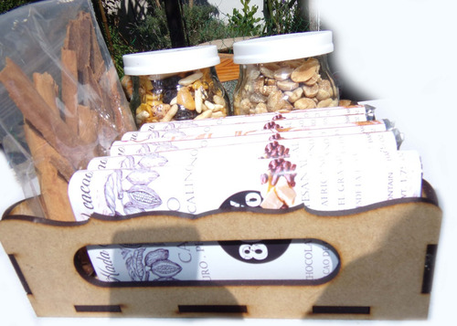 Imagen 1 de 10 de Pack Chocolate 80% Cacao Mani Almend + Bandeja Regalo Vegano