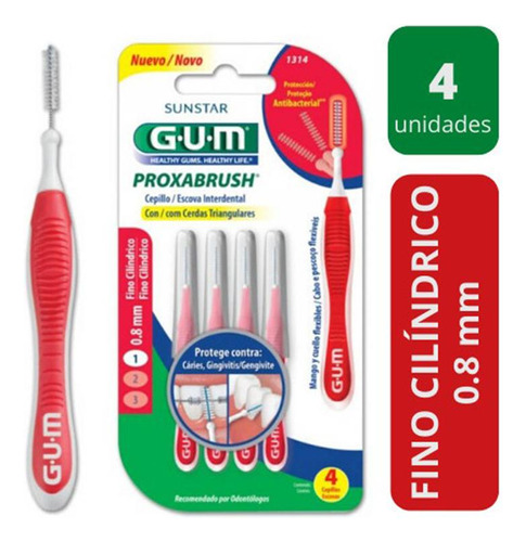 Gum Escova Interdental Proxabrush Fino 0.8mm 4un