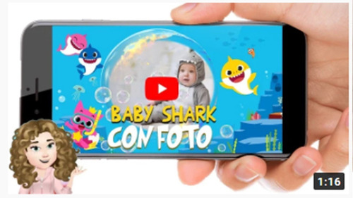 Invitación Digital En Vídeo Baby Shark Bebe Tiburon Con Foto