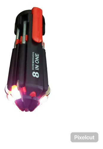 Destornillador 6en1 Con Linterna Led Puntas Intercambiable