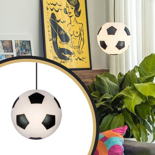 Lámpara colgante con balón de fútbol, decoración de dormitorio, color blanco y negro