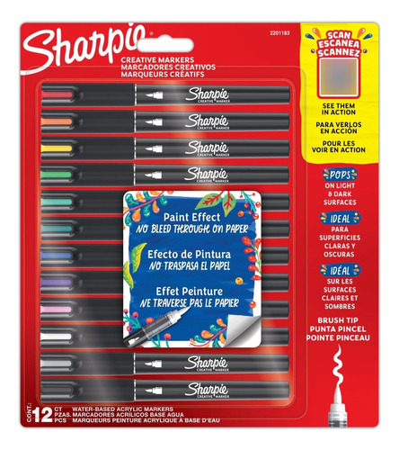 Marcadores Sharpie Acrylic Brush X12 Surtido