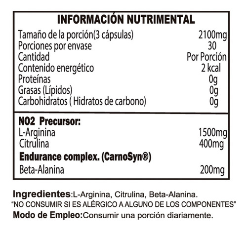 L-arginina Platinum 2100mg Testrol 3 In 1-90 Cap