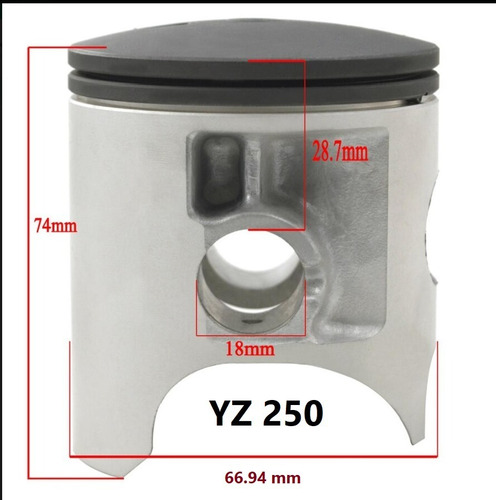 Pistão 2t Yz250 ( 66.94 Mm ) + 0.60