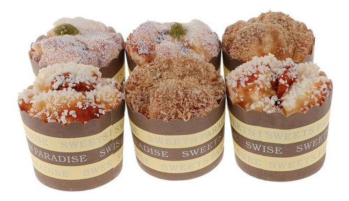 B 6pcs Simulação De Bolo Artificial Comida Cupcake Pão