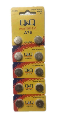 Batería Alcalina Lr44  A76  De 1.5 Voltios Pack 10 Unidades