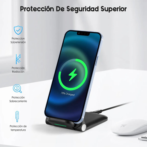 Cargador Inalámbrico Universal Portatil Carga Rápida 15w Cable