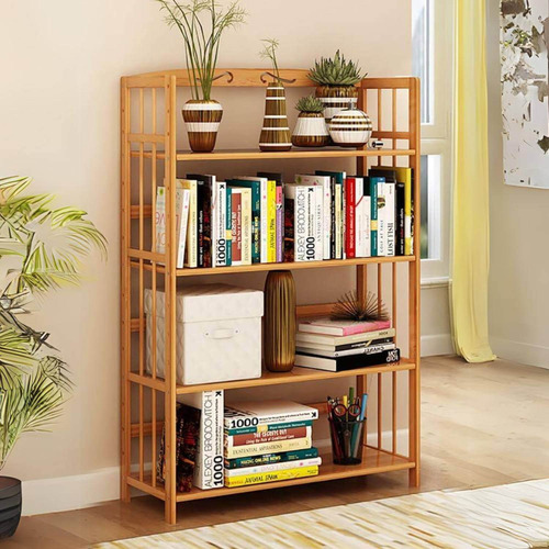 Estante Organizador De 4 Niveles Madera Bambú 108x67x26cm