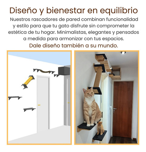 Rascador Para Gatos De Pared Tapizado. Combo Sid Color Gris