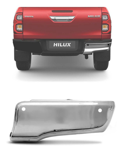 Imagem 3 de 4 de Ponteira Parachoque Traseiro Hilux 2020 2021 Ld Cromado Furo