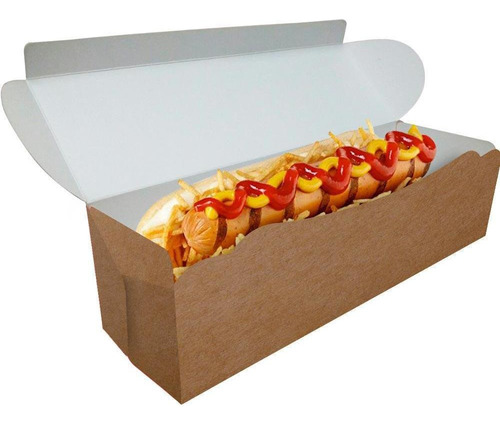 Embalagem De Cachorro Quente Hotdog Delivery 20cm Kraft 300u