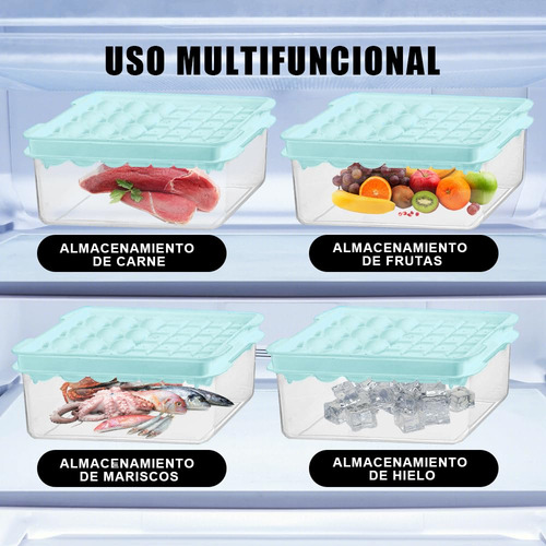 Bandeja Para Cubitos De Hielo Con Tapa Y Cubeta, Redonda Y