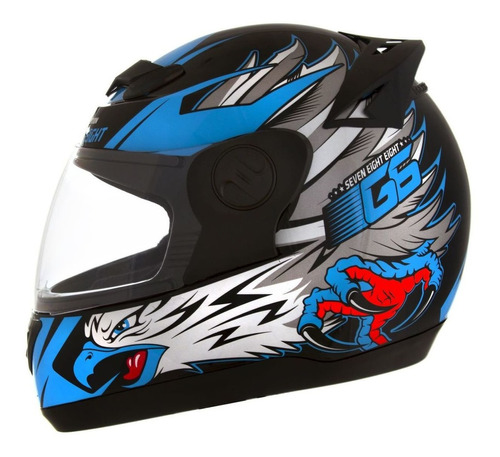 Capacete para moto  integral Pro Tork Evolution  G6 Eagle  preto e azul-neón liberty 788 tamanho 60 