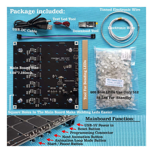 Icubesmart Kit De Bricolaje De Luz De Cubo Led 3d Con Softwa