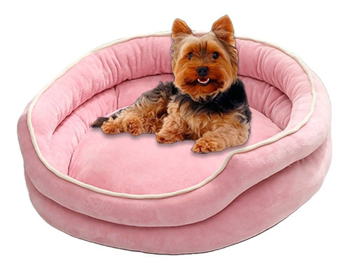 Cama Nido Redonda Suave Cálido Cachorro Gato Perro Mascota Color Rosa