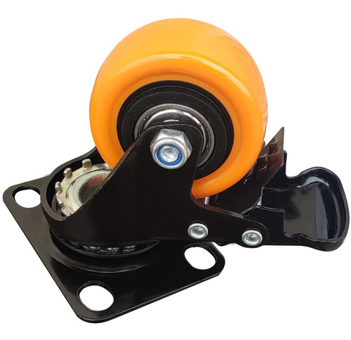 Imagen 7 de 8 de Kit 2 Ruedas Giratorias Pvc 50x23 Mm 2 C/ Freno Acero Mueble