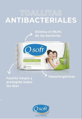 Imagen 2 de 6 de Toallitas Antibacteriales Q-soft (12 Paquetes)