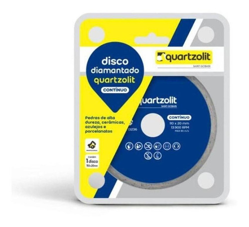 Disco Corte Diamantado Quartzolit Continuo 110mm