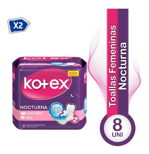 Toallas Sanitarias Anatómicas Nocturna 8 Und Kotex