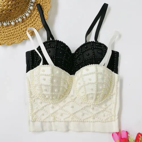 Bustier Corset Con Perla Bralette Push Up Sujetador Crop Zx