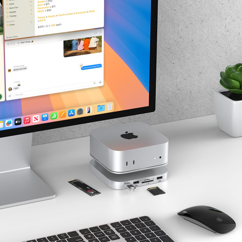 Base, Suporte De Alumínio E Hub Para Mac Mini M4 Com Gabinet