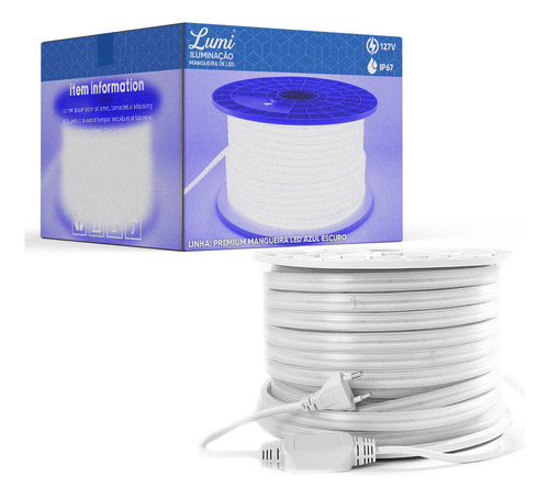 Mangueira Led Neon 120d/m 110v 2m 22w Ip67 Com Conector Cor Da Luz Azul Escuro