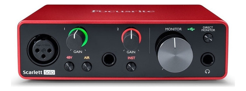 Interface de áudio Focusrite Scarlett Solo 110V/220V vermelha 2ª  geração