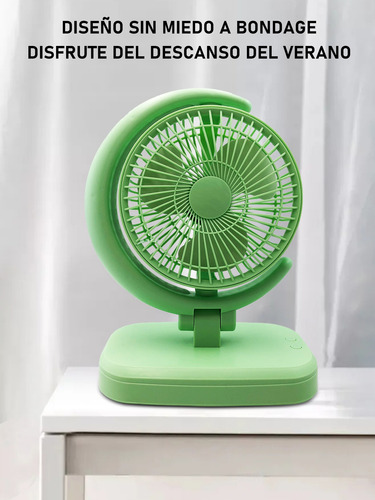 Ventilador Portátil 3 Velocidades De Viento Con Luz Led Verd Verde