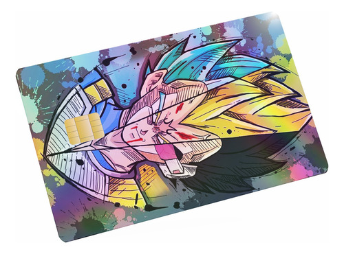 Sticker Tarjeta Crédito Vegeta Fases Acabado Holográfico