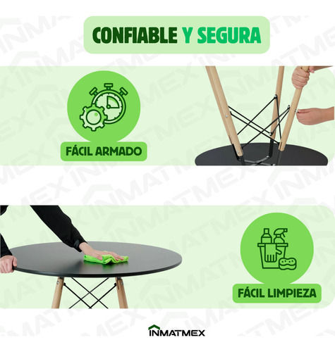 Mesa Moderna Redonda 80cm Para Hogar Y Jardín Eames