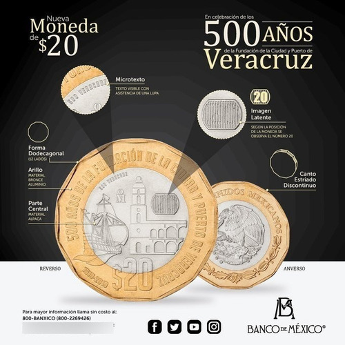 Moneda Conmemorativa 500 Años Veracruz