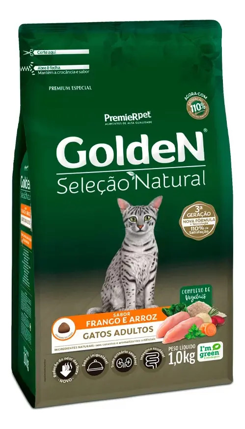 Ração Golden Seleção Natural Gatos Adulto Frango/arroz 1kg