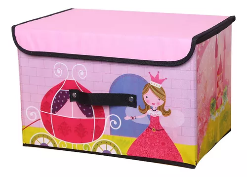 Baúl de juguetes para niños con tapa abatible: caja de juguetes, plegable y  resistente con asas para guardería, sala de juegos, armario y organización