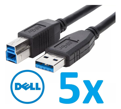 Lote De 5 Cables Dell Usb 3.0 Tipo A A Tipo B, Longitud 1.8m (Usado)