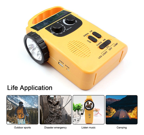 ; Radio De Mano Con Energía Solar De Uso Múltiple, Linterna