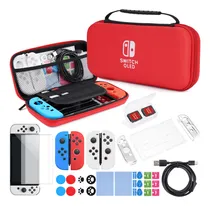 Comprar Kit De Estuche Y Accesorios Para Nintendo Switch Oled Paquete De Juegos Funda De Transporte Funda Protectora De Pantalla, Funda Para Juegos,typ-c Cable Usb, Manga Del Pulgar,joy-con,skin Caps