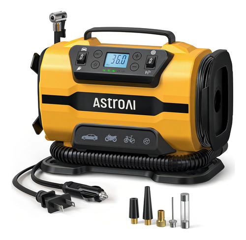 Inflador De Neumáticos Portatil150 Psi Con Motores Y Luz Led
